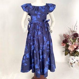 Kate Spade Off Shoulder Ruffle Dress Sz 4 Floral Hibiscus